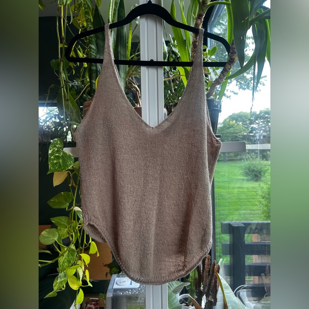 Free People Knitted Tan Tank Top